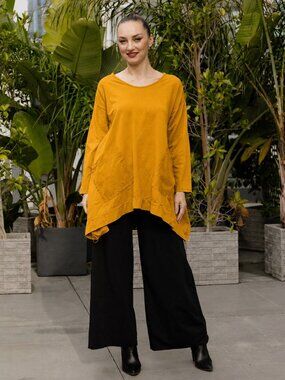 SAGA Faye Oversized Tunic Top in Mustard Yellow - One Size